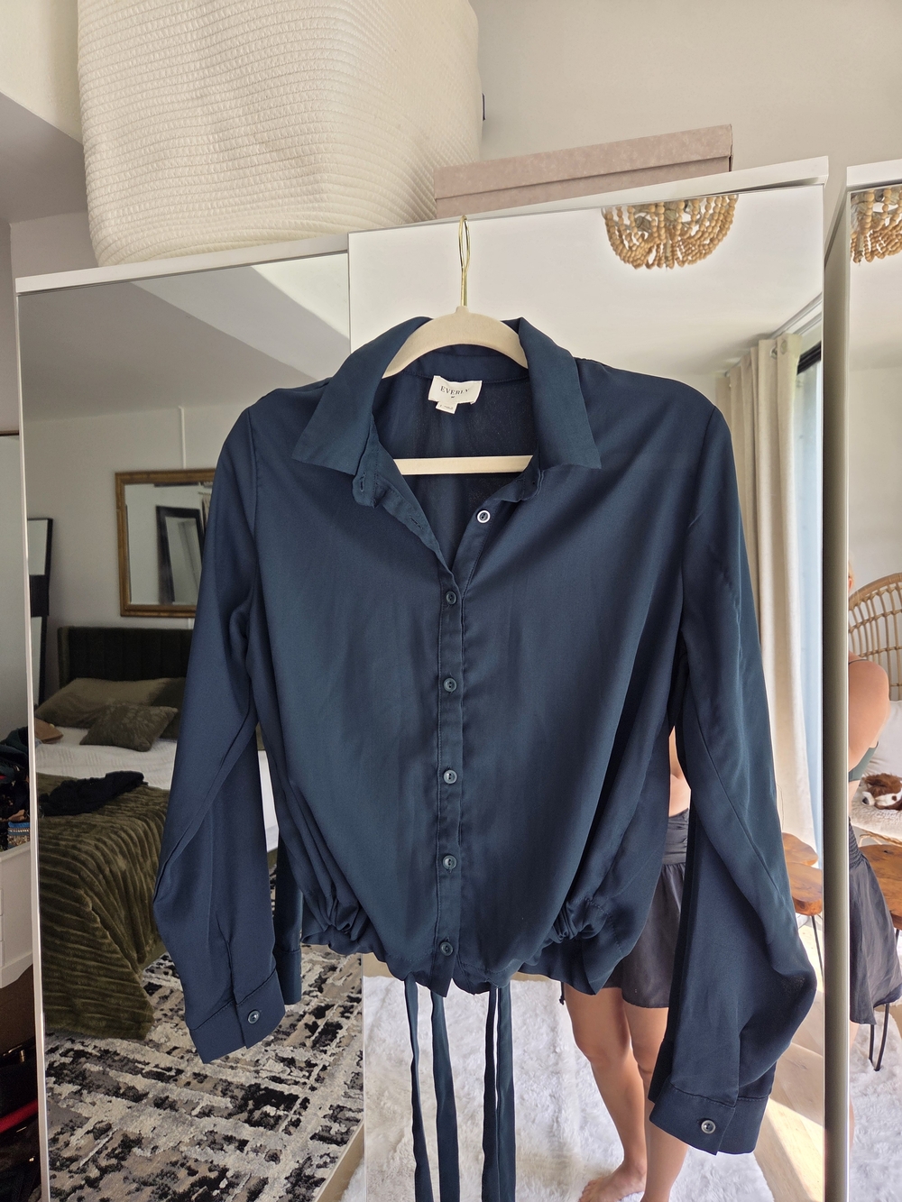 Everly Navy Blue Casual Button-Down Shirt